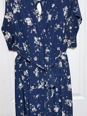 Torrid Navy Floral Wrap Dress